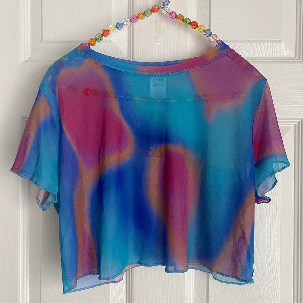 Women's Mesh Cover Up Short Sleeve Crop Top - Wild Fable™